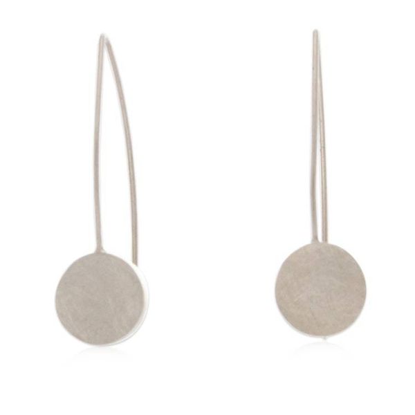 Alternate image for Artisan-Made Brushed-Satin Sterling Silver Drop Earrings Lunar Thoughts