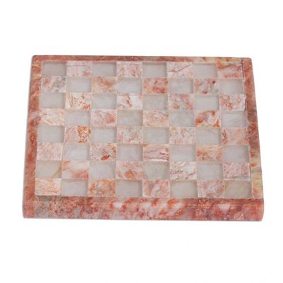 Alternate image for Onyx and Marble Chess Set in Pink and Ivory from Mexico Pink and Ivory Challenge