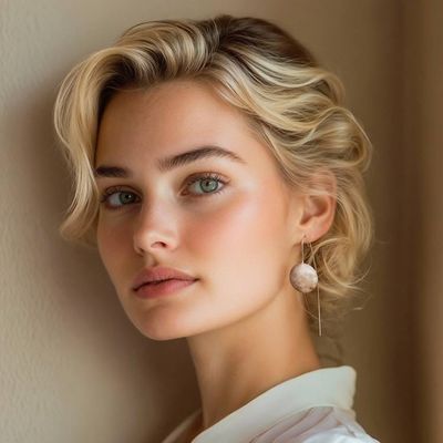 Alternate image for Sterling Silver Drop Earrings with a Brushed-Satin Finish Lunar Minimalism