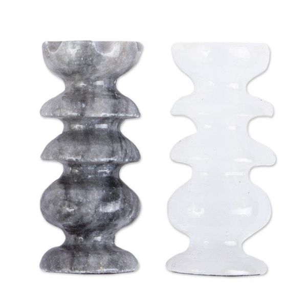 Alternate image for Mexican White Onyx and Charcoal Grey Marble Mini Chess Set White and Ash