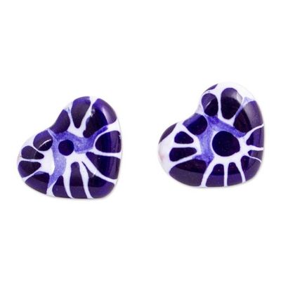 Alternate image for Talavera-Style Ceramic Heart Earrings Heart of Mexico