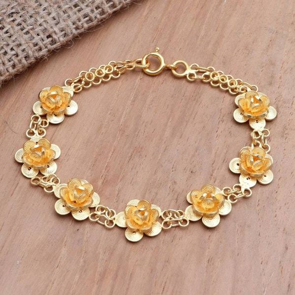 Alternate image for Handmade Gold-Plated Sterling Silver Filigree Bracelet Golden Afternoon
