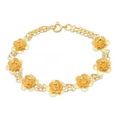 Alternate image for Handmade Gold-Plated Sterling Silver Filigree Bracelet Golden Afternoon