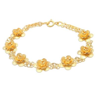 Alternate image for Handmade Gold-Plated Sterling Silver Filigree Bracelet Golden Afternoon