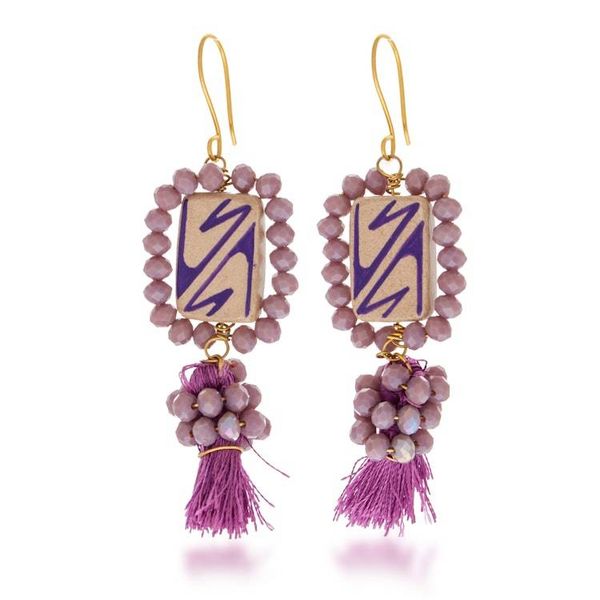 Alternate image for Handmade Bead Earrings Chihuahua Charm in Lilac