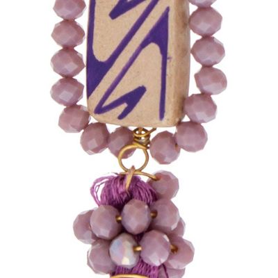 Alternate image for Handmade Bead Earrings Chihuahua Charm in Lilac