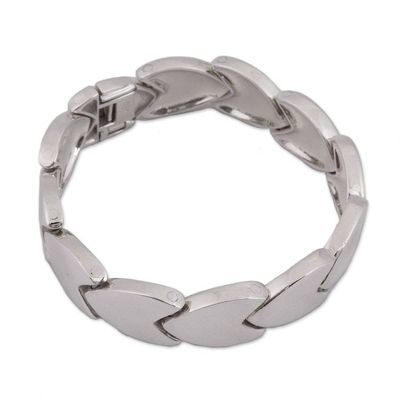 Alternate image for High-Polish Sterling Silver Link Bracelet from Mexico Tulip Style