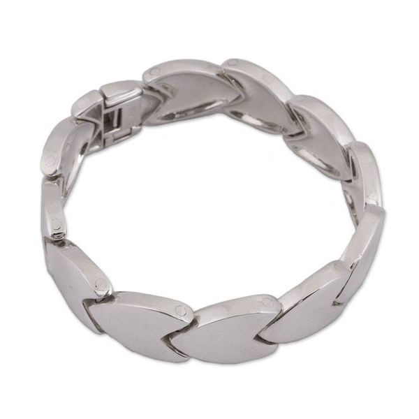 Alternate image for High-Polish Sterling Silver Link Bracelet from Mexico Tulip Style