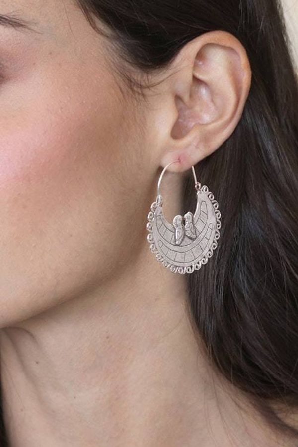 Alternate image for Unique Sterling Silver Hoop Bird Earrings Birds In Love