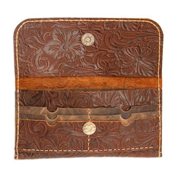 Alternate image for Baroque-Inspired Floral and Leafy Chocolate Leather Wallet Chocolate Arcadia