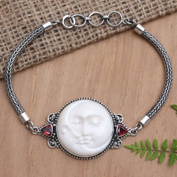 Alternate image for Handcrafted Pendant Bracelet with Garnets Moon Meeting