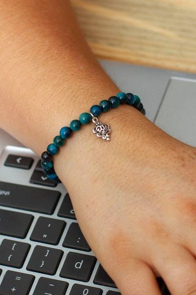 Alternate image for Tigers Eye Stretch Bracelet with Taxco Silver Heart Charm Agave Love