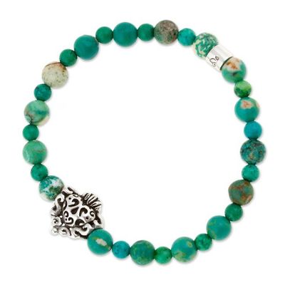 Alternate image for Reconstituted Turquoise Heart Stretch Pendant Bracelet Beloved Agave