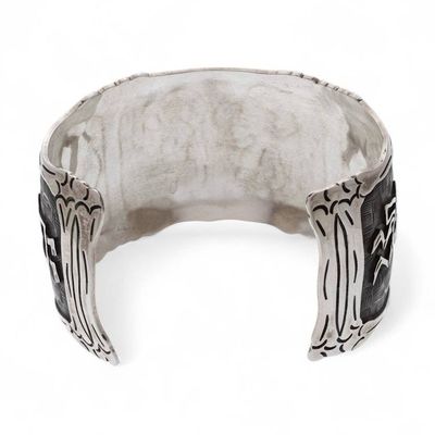 Alternate image for Mexican Day of the Dead Sterling Silver Cuff Bracelet Skeletal Hat Dance