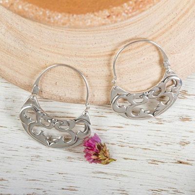 Main image for Silver Hoop Earrings Handmade in Mexico Dancing River