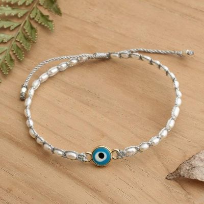 Alternate image for Turkish Eye Gold-Accented Cultured Pearl Resin Bracelet Omniscient Eye