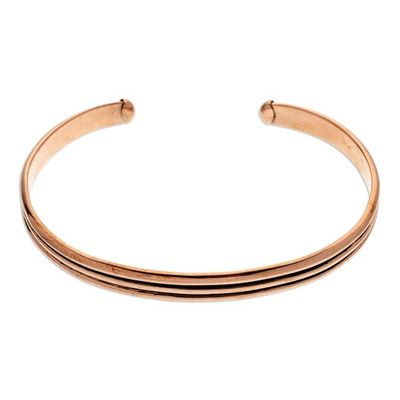 Alternate image for Polished and Oxidized Copper Cuff Bracelet from Mexico Striped Charm