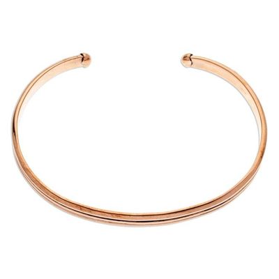 Alternate image for Polished and Oxidized Copper Cuff Bracelet from Mexico Striped Charm