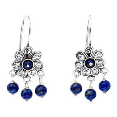 Alternate image for Handcrafted Lapis Lazuli Earrings Motion in Blue