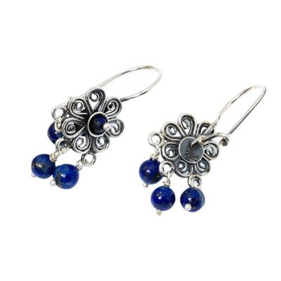 Alternate image for Handcrafted Lapis Lazuli Earrings Motion in Blue