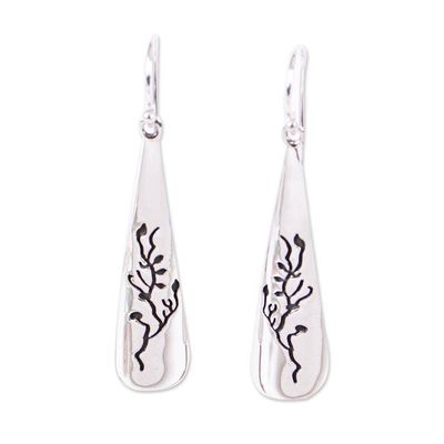 Alternate image for Tree Theme Taxco 950 Silver Dangle Earrings from Mexico Silver Trees