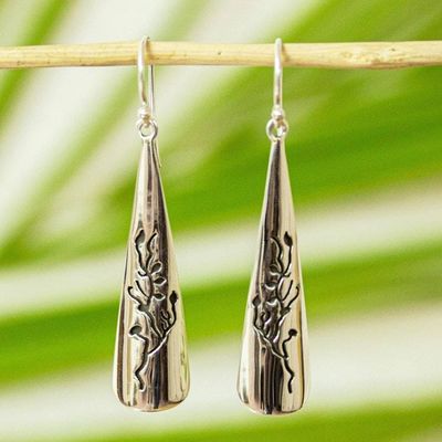 Alternate image for Tree Theme Taxco 950 Silver Dangle Earrings from Mexico Silver Trees