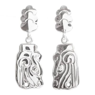 Alternate image for Mesoamerican Deity Sterling Silver Dangle Earrings God of the Morning Star