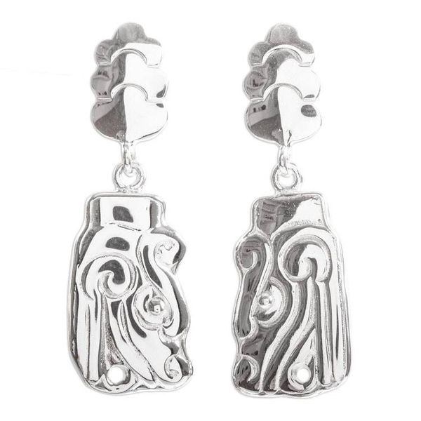 Alternate image for Mesoamerican Deity Sterling Silver Dangle Earrings God of the Morning Star