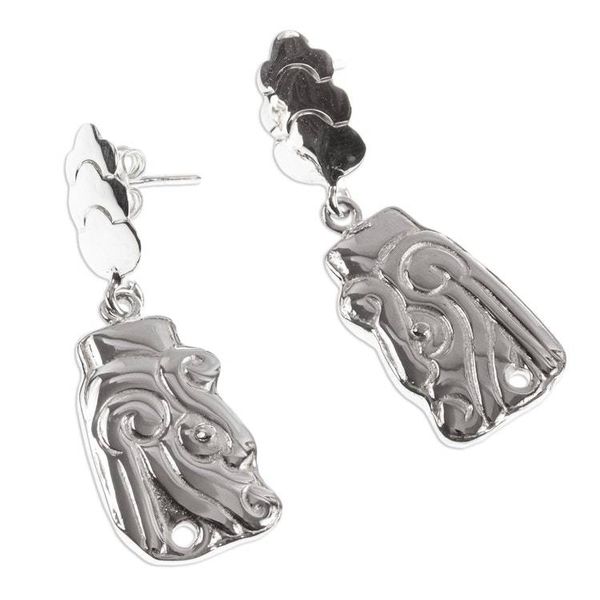 Alternate image for Mesoamerican Deity Sterling Silver Dangle Earrings God of the Morning Star