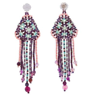 Alternate image for Agate and Glass Bead Waterfall Earrings from Mexico Sweet Tradition