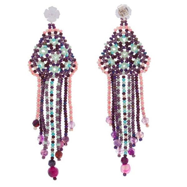 Alternate image for Agate and Glass Bead Waterfall Earrings from Mexico Sweet Tradition