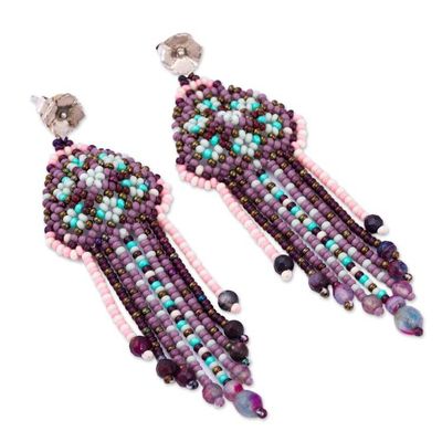 Alternate image for Agate and Glass Bead Waterfall Earrings from Mexico Sweet Tradition