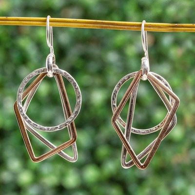 Main image for Geometric Sterling Silver and Copper Dangle Earrings Geometric Trio
