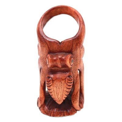 Alternate image for Hand-Carved Wood Octopus Wine Holder from Bali Octopus Sommelier