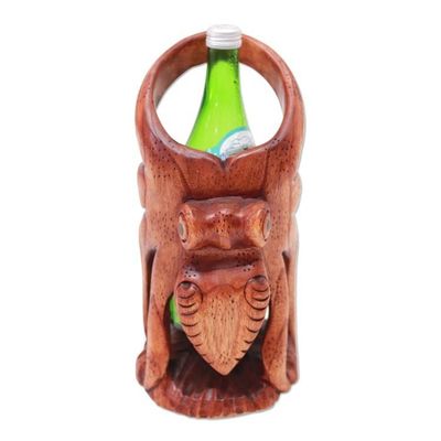 Alternate image for Hand-Carved Wood Octopus Wine Holder from Bali Octopus Sommelier