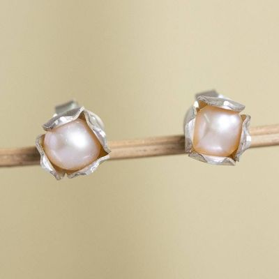Main image for Artisan Crafted Cultured Pearl Stud Earrings Bud of Life