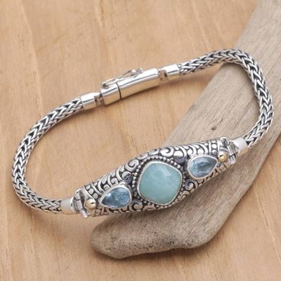 Alternate image for 18k Gold-Accented Bracelet with Amazonite and Blue Topaz Blue Braids