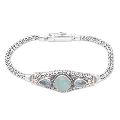 Alternate image for 18k Gold-Accented Bracelet with Amazonite and Blue Topaz Blue Braids