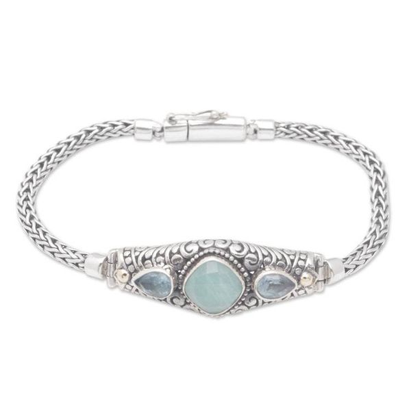 Alternate image for 18k Gold-Accented Bracelet with Amazonite and Blue Topaz Blue Braids