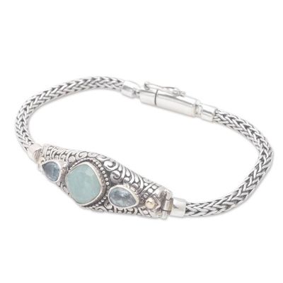 Alternate image for 18k Gold-Accented Bracelet with Amazonite and Blue Topaz Blue Braids
