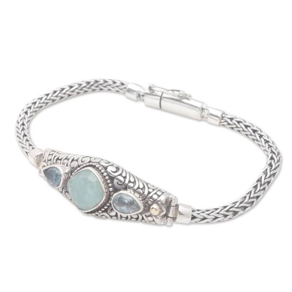 Alternate image for 18k Gold-Accented Bracelet with Amazonite and Blue Topaz Blue Braids