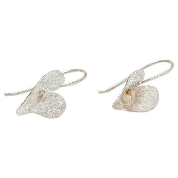 Alternate image for Handcrafted Sterling Silver Earrings Delicate Lily