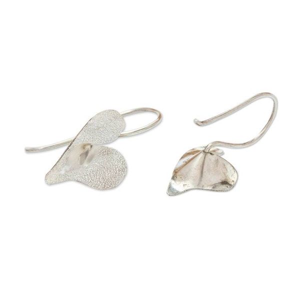 Alternate image for Handcrafted Sterling Silver Earrings Delicate Lily