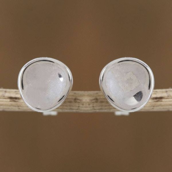 Alternate image for Modern Sterling Silver Stud Earrings from Mexico Parabolic Shine