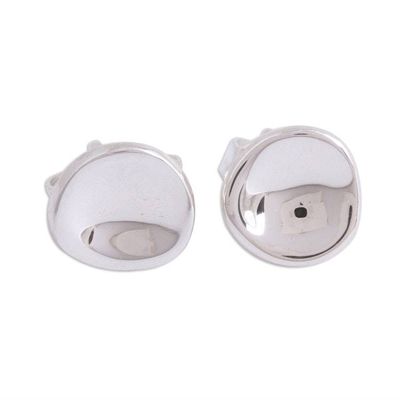Alternate image for Modern Sterling Silver Stud Earrings from Mexico Parabolic Shine