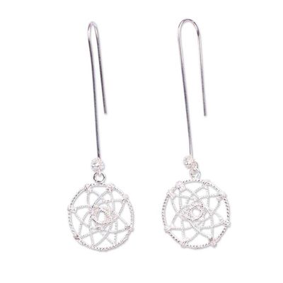 Alternate image for Handmade Sterling Dangle Earrings Delicate Dreamcatcher