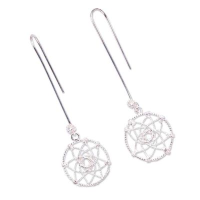 Alternate image for Handmade Sterling Dangle Earrings Delicate Dreamcatcher