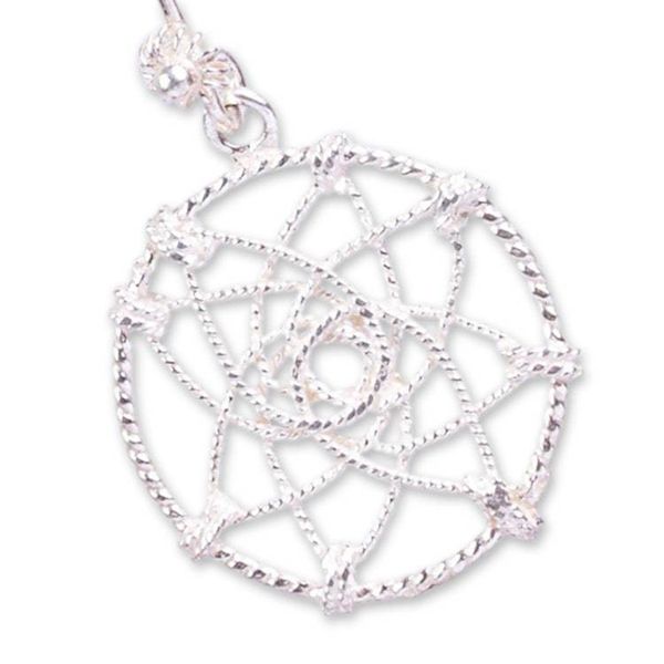 Alternate image for Handmade Sterling Dangle Earrings Delicate Dreamcatcher