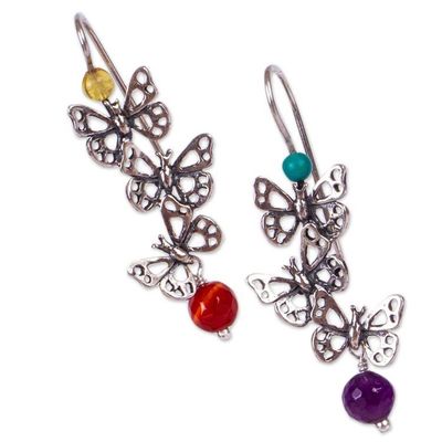 Alternate image for Butterfly-Themed Dangle Earrings from Mexico Flying Butterflies