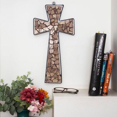 Alternate image for Marble mosaic cross Large Autumn Faith